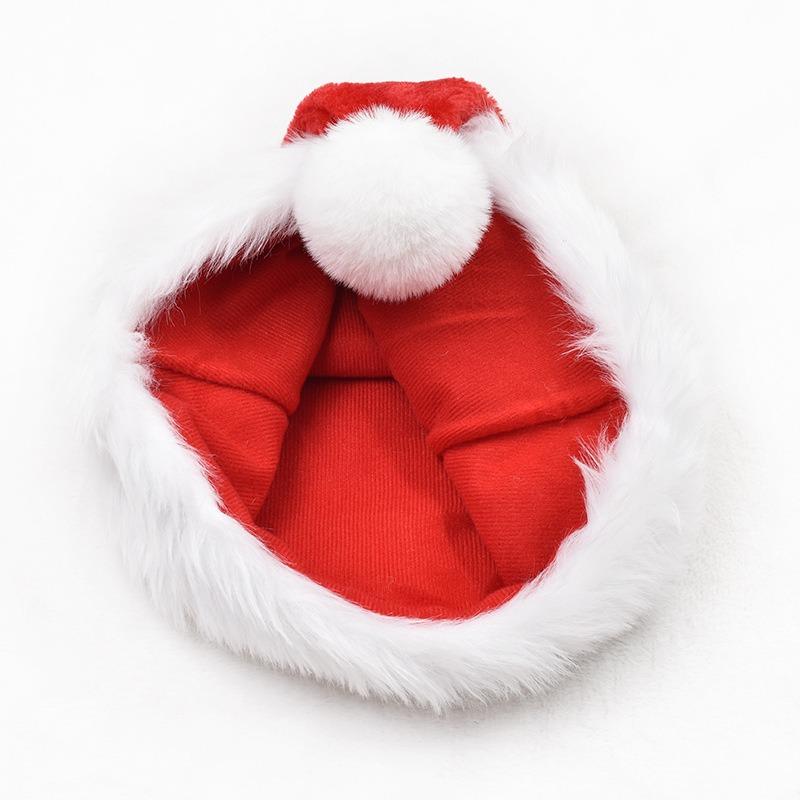 Flannel Hat Christmas Red Decoration Supplies Double Layer Hat for Adults and Children