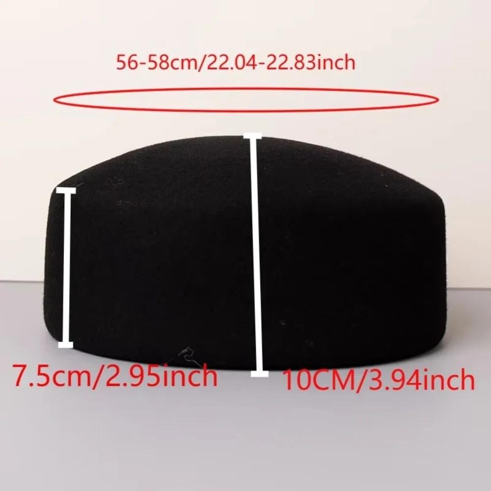 Fashion 100% Wool Top Hat Elegant Formal Fedoras Hats Retro Hard Top Flat Millinery Berets Winter