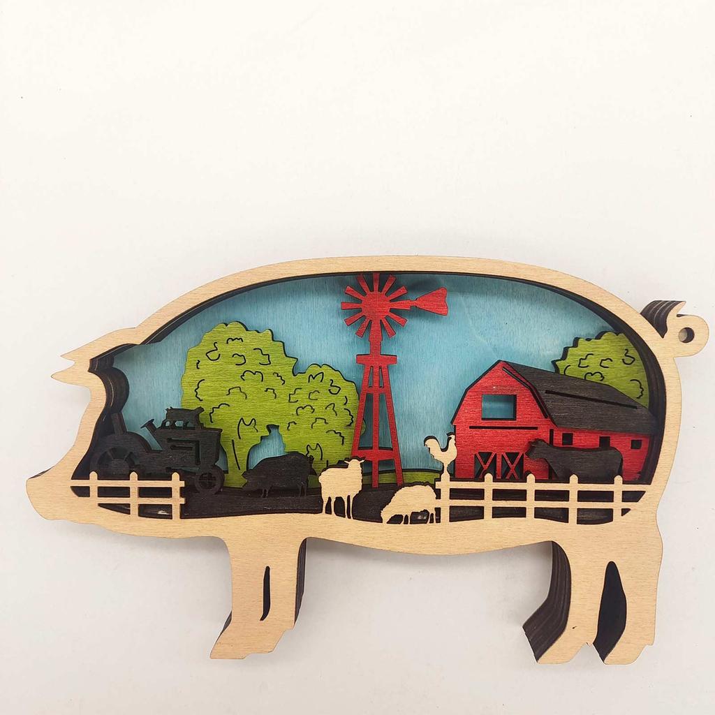 Wooden Crafts Creative Farm Animal Home Decoration Desktop Decoration