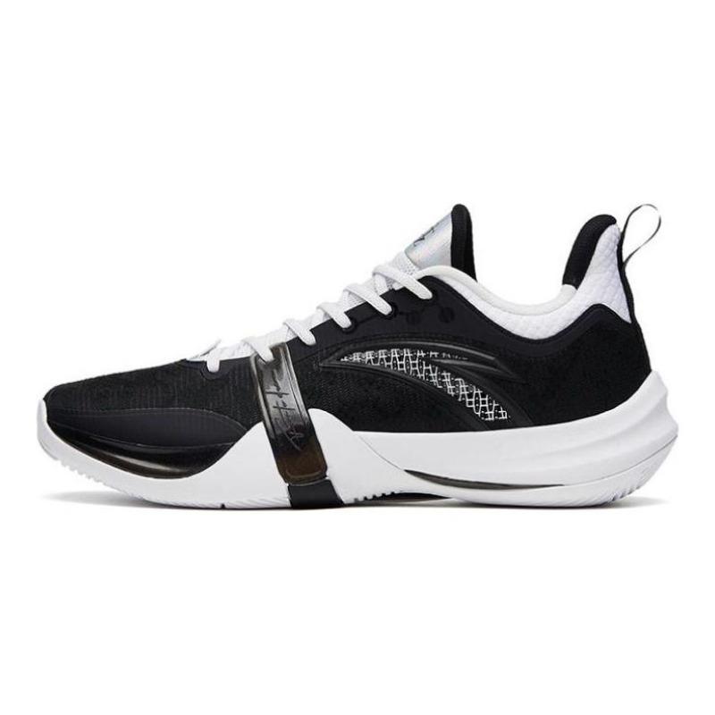 Anta Men Qingkuang 4 Team Low Top Basketball Shoes Black White 112321601-3 44