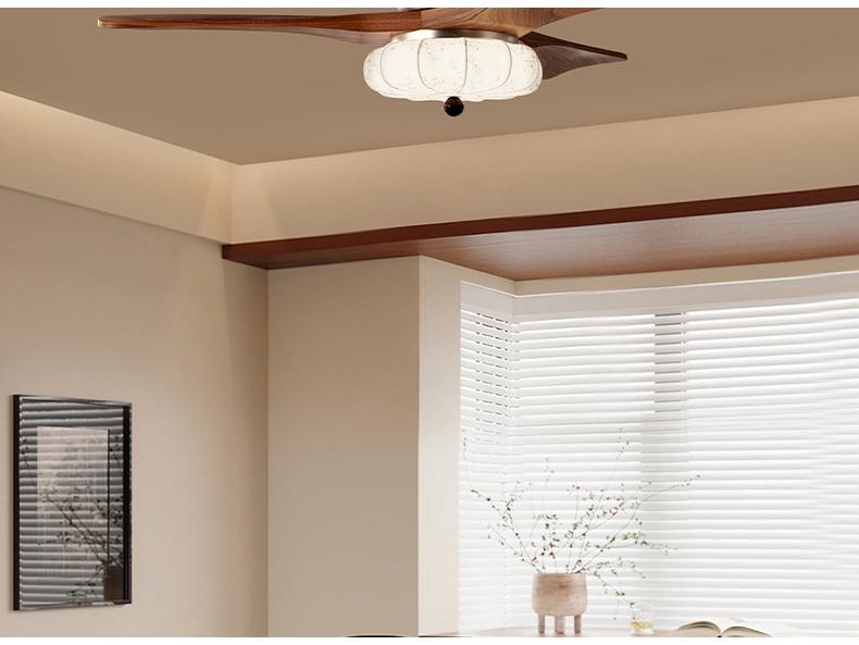 Mid-Century Walnut Fan Light Chandelier for Bedroom/Living Room