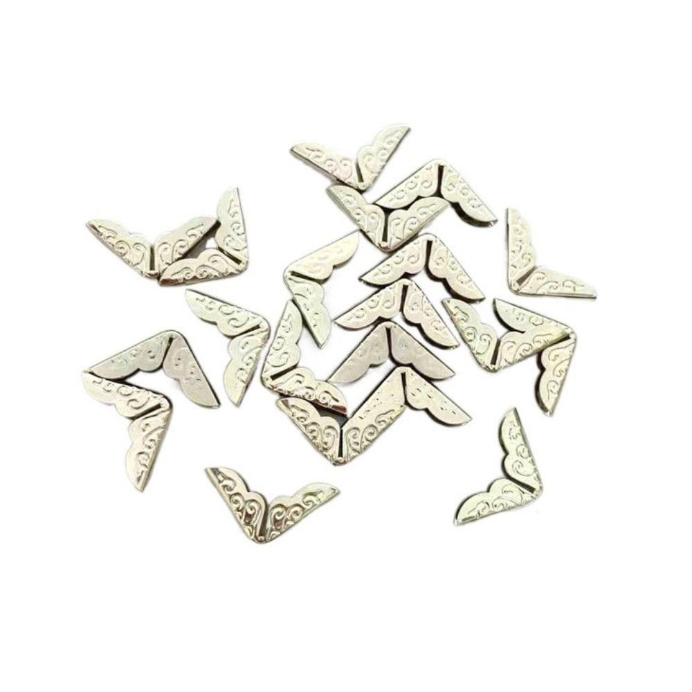 

50pcs Creative Vintage Book Corner Protector DIY Iron Scrapbook Protector Practical Durable Book Corner Brackets Notebook срібний
