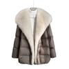 High End Faux Fox Fur Detachable Large Lapel Fur Down Jacket for Women Winter Medium Long Loose White Goose Coats