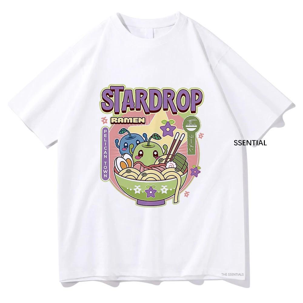 Anime Stardew Valley T Shirt Vintage Tops Junimos Ramen Men/Women Aesthetic T-Shirt Unisex High Quality Cotton Tees Kawaii Shirt