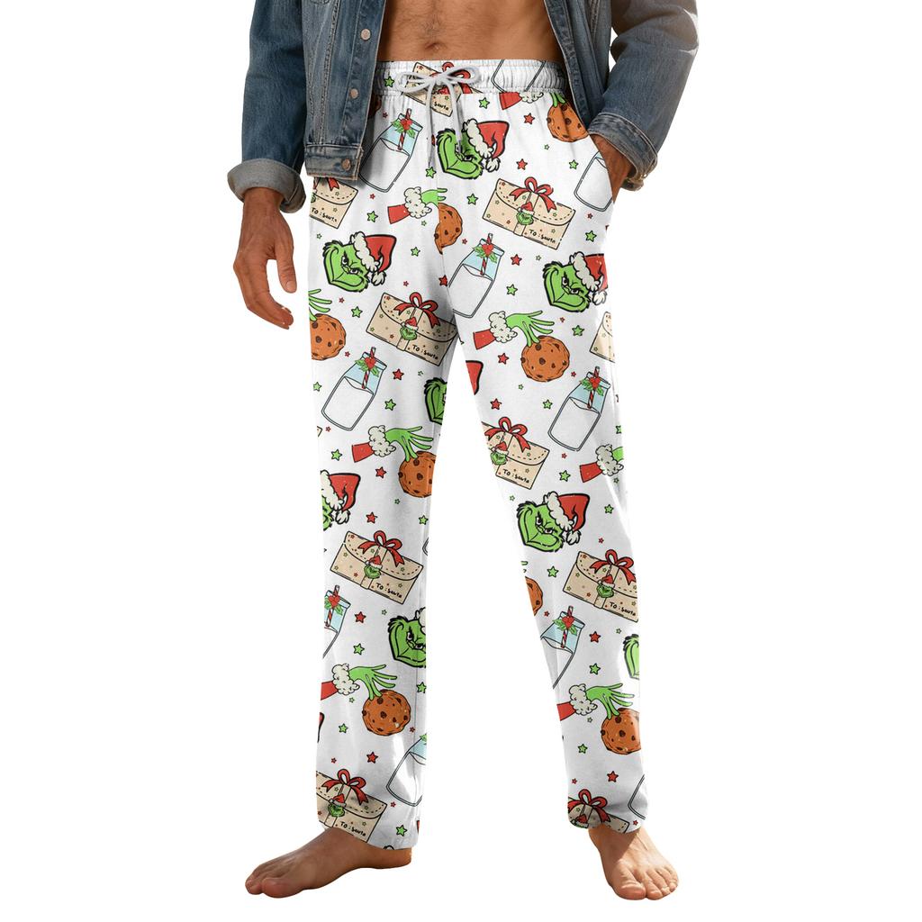 Pánské domácí měkké pyžamové kalhoty se stahovací šňůrkou s kapsami Sportovní kalhoty pro volný čas