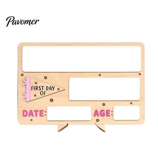 Wooden Message Board for Classroom First Day of School Board, Reusable Erasable Chalkboard Design, Creative Ornaments Stable Base Photo Prop