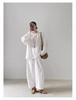 Haut décontracté à manches longues en chanvre blanc Tencel lin pour femme Rain Dew