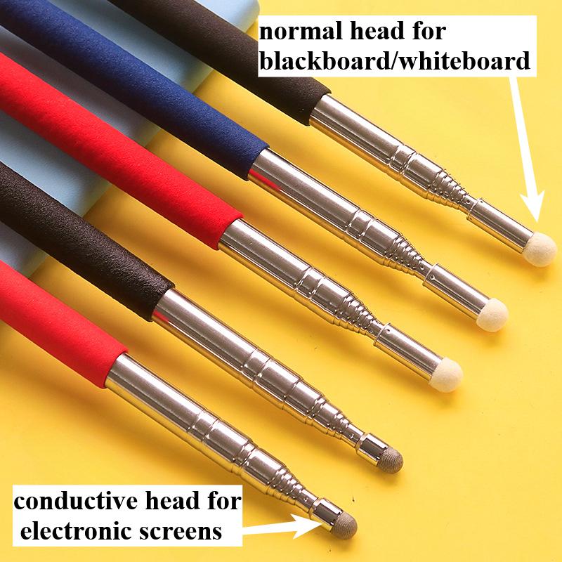 1Pc 100cm Retractable Metal Pointer Special Baton for Teacher Classroom Office Blackboard Whiteboard Ordinary or Touch Screen