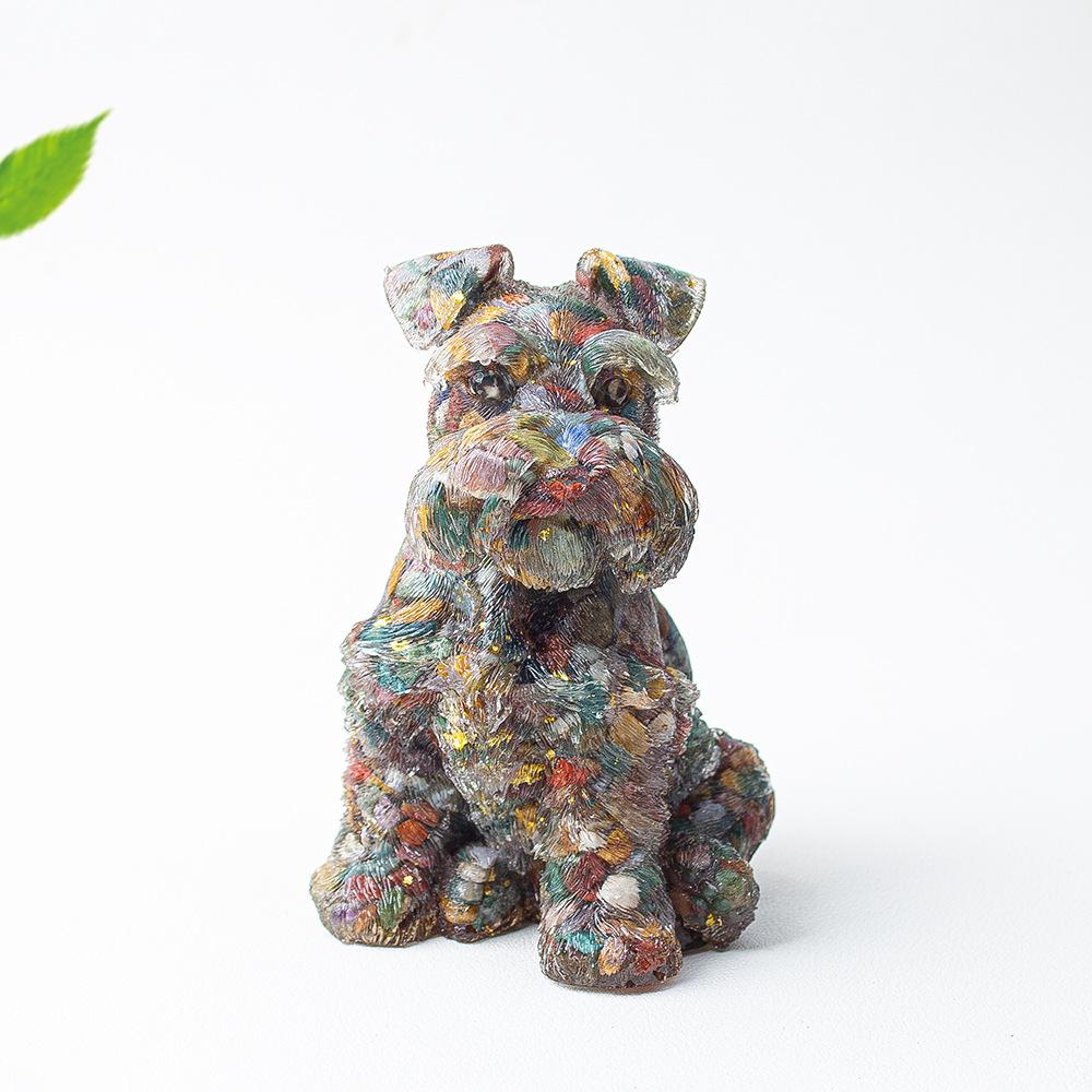 

Schnauzer Puppy Resin Crystal Statue Home Decor Items Pink Crystal Love Stone Schnauzer Sculptures & Figurines Home Decoration