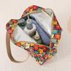 תיק ארוחת צהריים מודפס אופנתי עם בידוד, תיק אחסון בקיבולת גדולה, בד אוקספורד מחוזק, תיק נסיעות נייד, תיק עמיד למים למקלחת