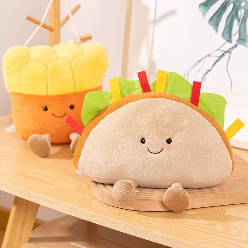 Vegetable Plush Mood Toy Sandwich French Fries Pizza Taco Stuffed Doll 2628cm