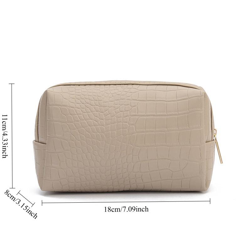 Fashion Waterproof PU Leather Makeup Bag Women Cosmetic Pouch Crocodile Embossed Pattern Travel Storage Organizer with Zipper