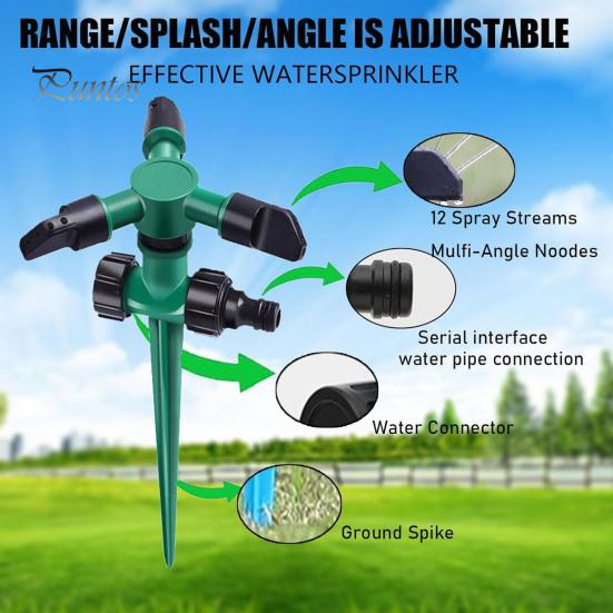 Bewässerungssprinkler, 360 Grad drehbarer Gartensprinkler, großflächige Abdeckung, Rasensprinkler mit Erdspieß zur Pflanzenbewässerung