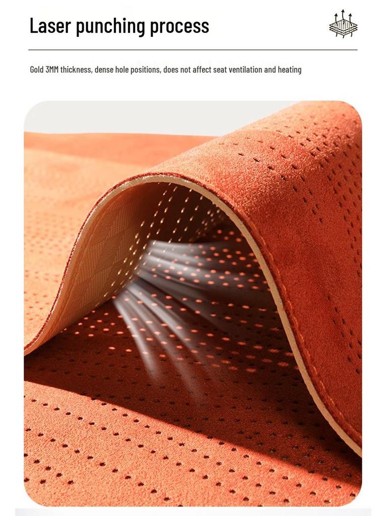 Universal Suede Car Seat Cushion - Breathable, Perforated, All-Season