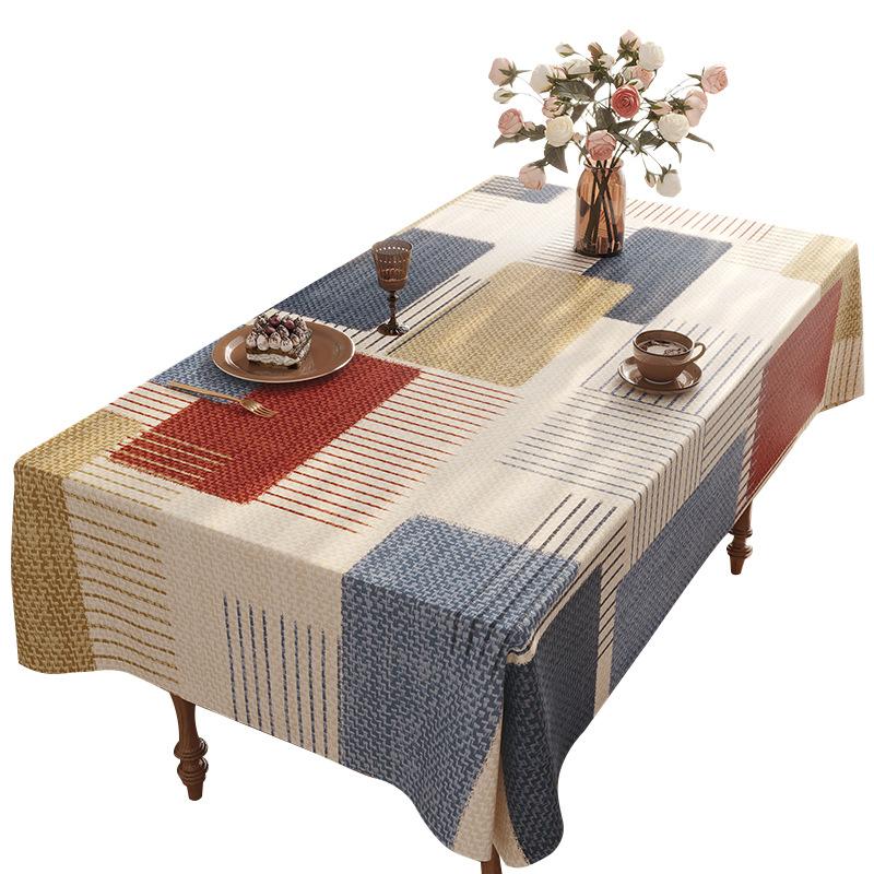 Tablecloth Waterproof And Oil-Proof Leave-In American Retro Light Luxury Rectangular Dining Table Cloth Tablecloth Pad Tablecloth