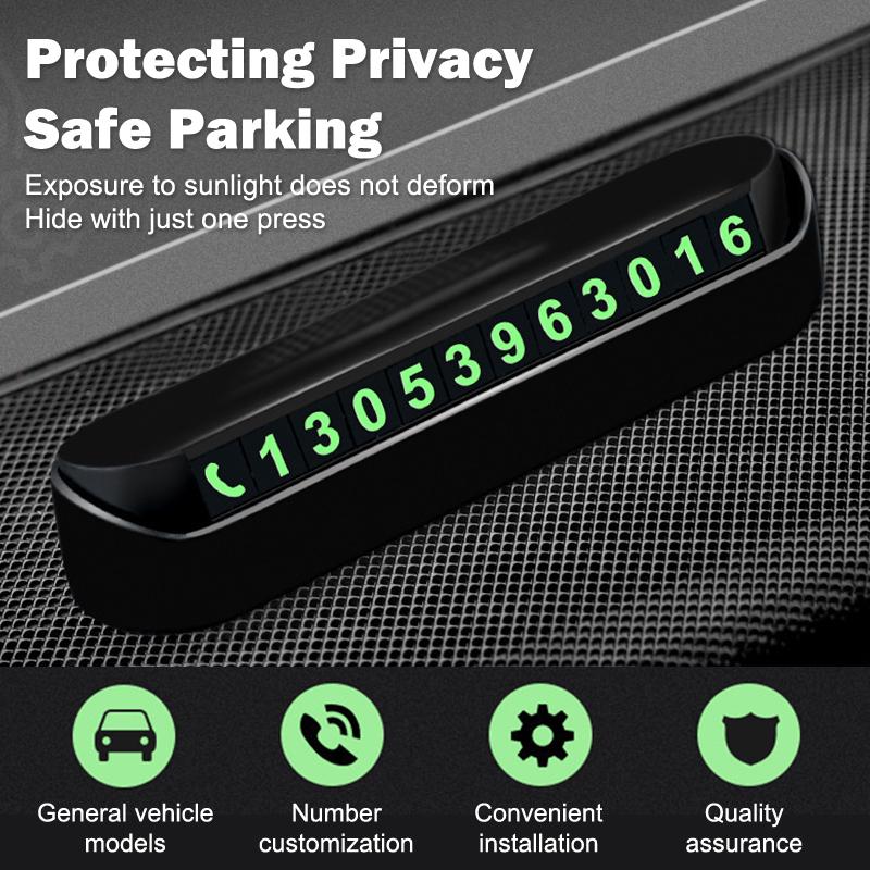 2Pcs Car Temporary Parking Number Plate Luminous With 4 Sets Of Numbers Temporary Stop Sign Phone Number Plate Hidden Switch