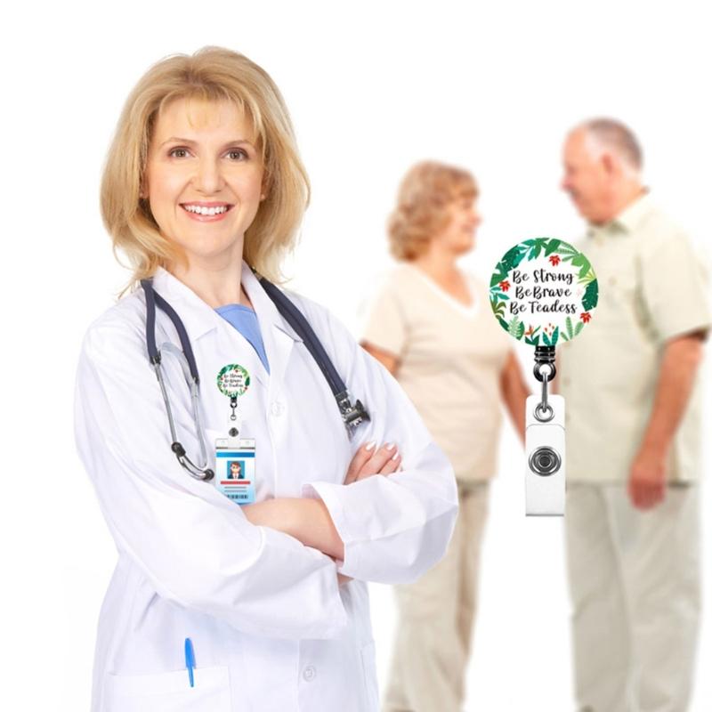 Retractable Badge Holder with Metal Clip Rotating ABS Badge Holder for Student Teacher Doctor Nurse Badge Holder