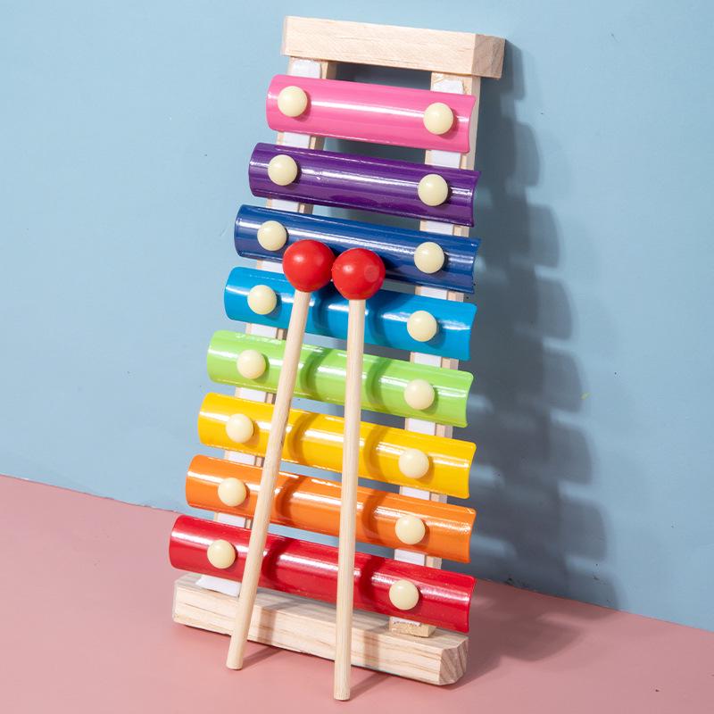 Colorful Wooden Children's Xylophone Toy - Eight-Note Hand Knocking Piano for Early Education