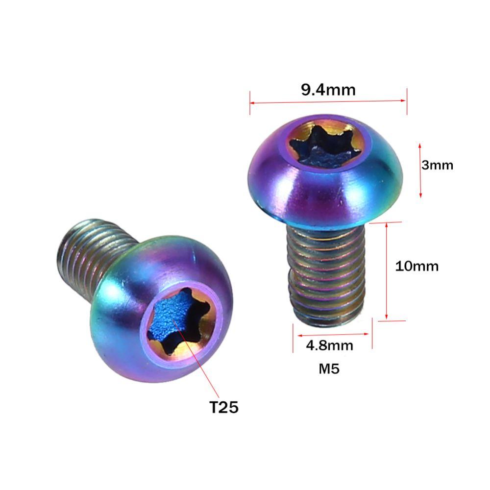 12Pcs T25 Bike Bolts M5x10mm Titanium Alloy Disc Brake Screws High-Strength Ultra-Lightweight Bicycle Rotor Bolts Bike Accessory