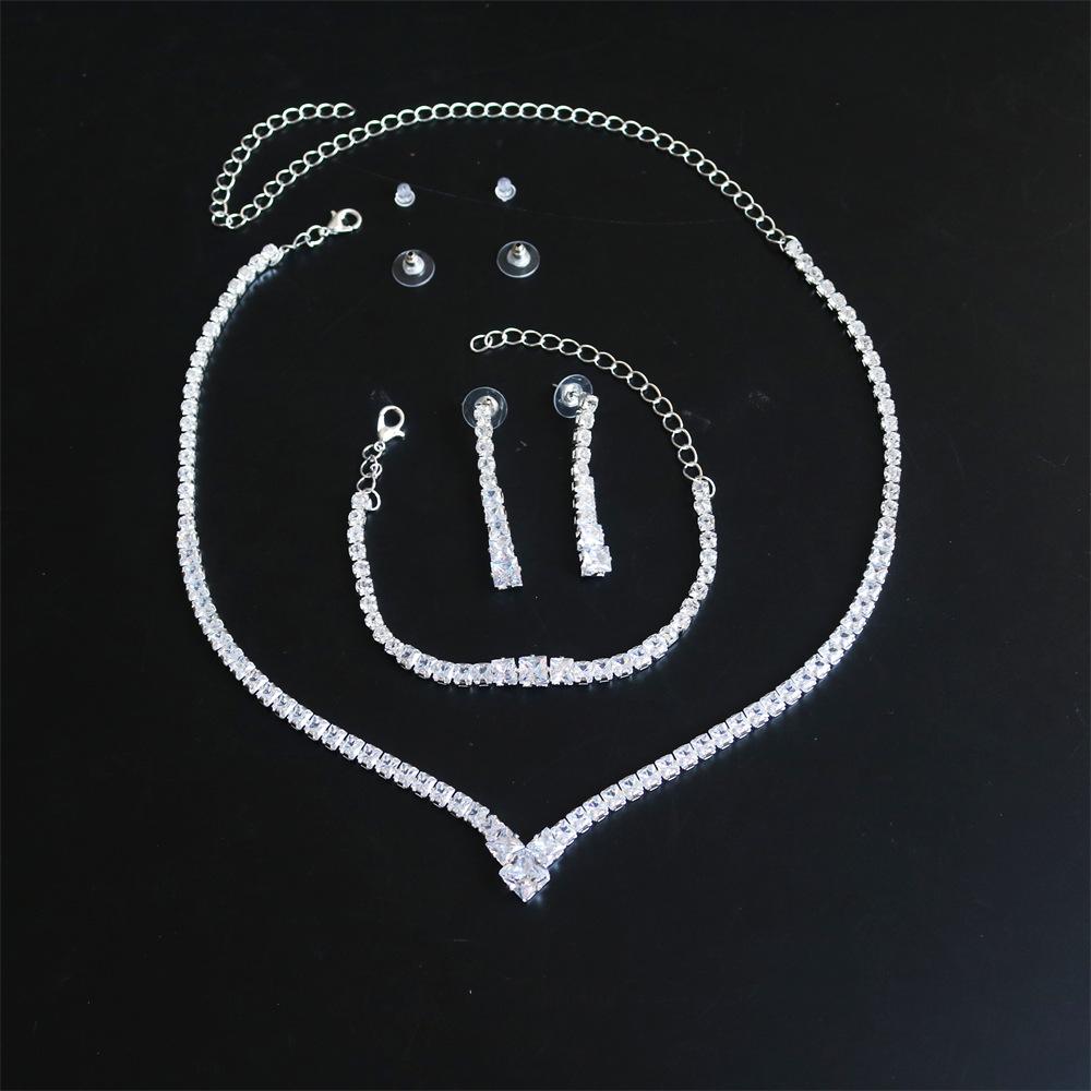 Jewelry Water Drop Zircon Neck Chain Jewelry Set Clothing Versatile Temperament Bundle Necklace