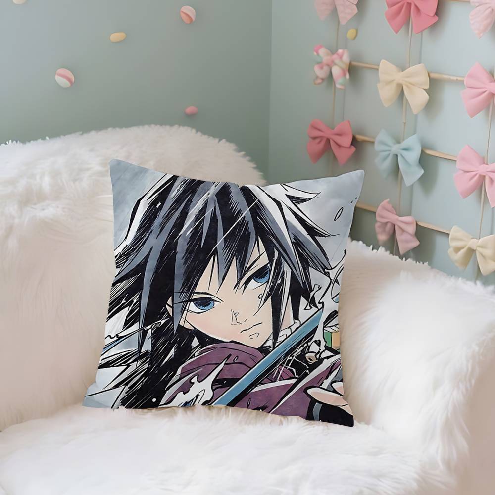 Amine K-Kimetsu No Yaibas Case Plush Fabric Soft Pillowcase Double Sided Print Cushion Cover Household Gifts