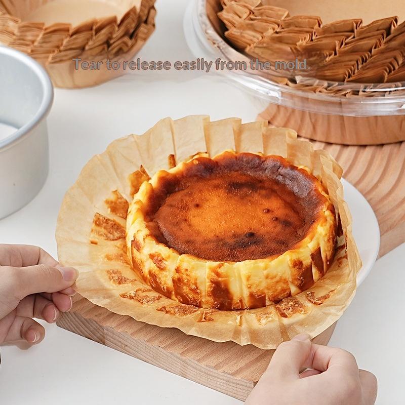 50 ks papírový tác na baskický cheesecake, skládací forma na dort, jednorázová, uvolňovací, papír na pěnový dort, papír na pečení, papír s okrajem odolným proti oleji