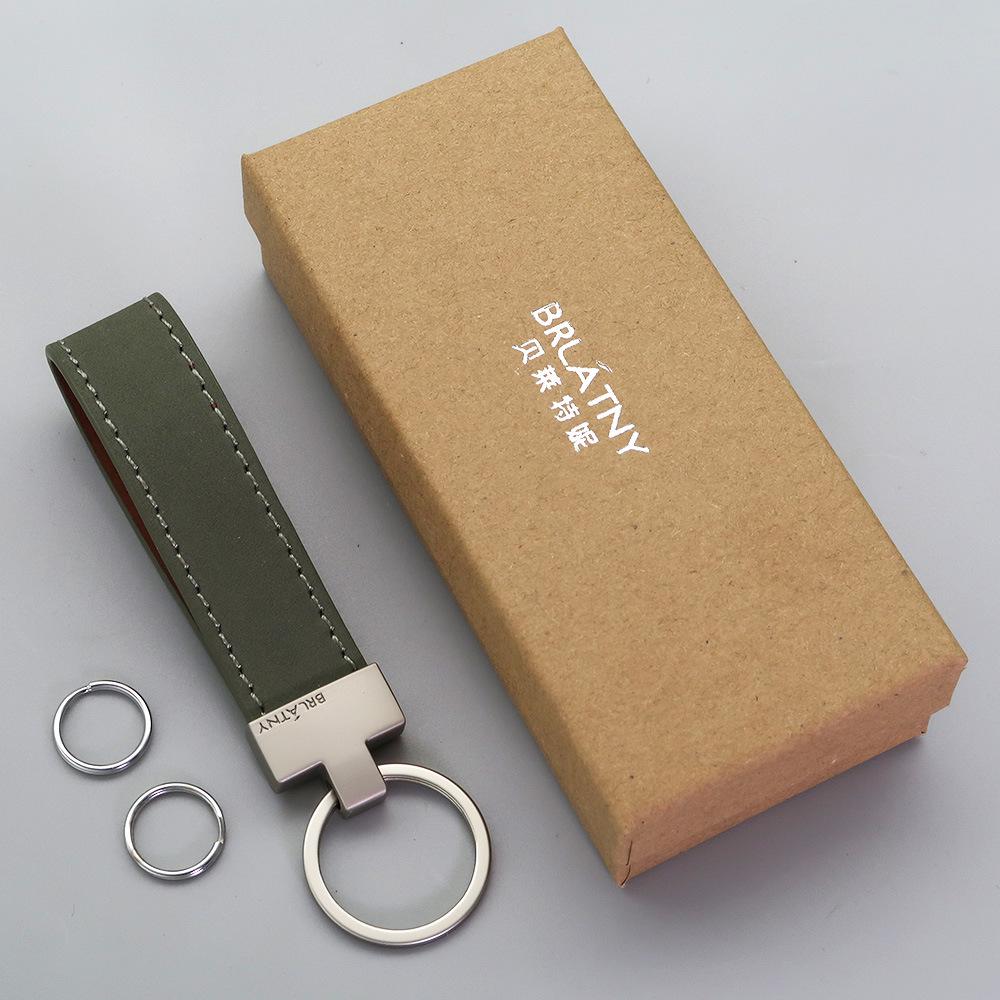 Belleterny Frosted Genuine Leather Keychain - Luxury Keyring Pendant with Logo Customization.