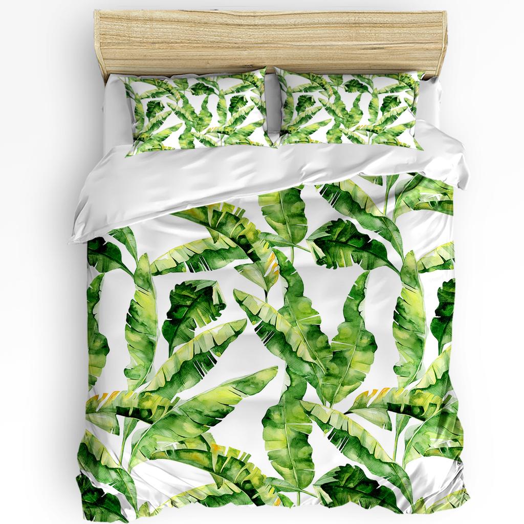 Tropical Plant Banana Leaf Green Duvet Cover with Pillow Case Custom 3pcs Bedding Set Quilt Cover Double Bed Home Textile