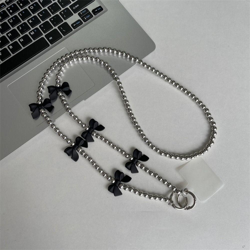 Long Long Crossbody Phone Chain Bow Cellphone Lanyard Kawaii Beads Phone Strap  Phone Accessories