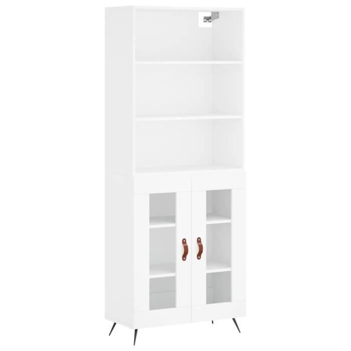 VidaXL Buffet haut Blanc 69,5x34x180 cm Bois d'ingénierie 3189285
