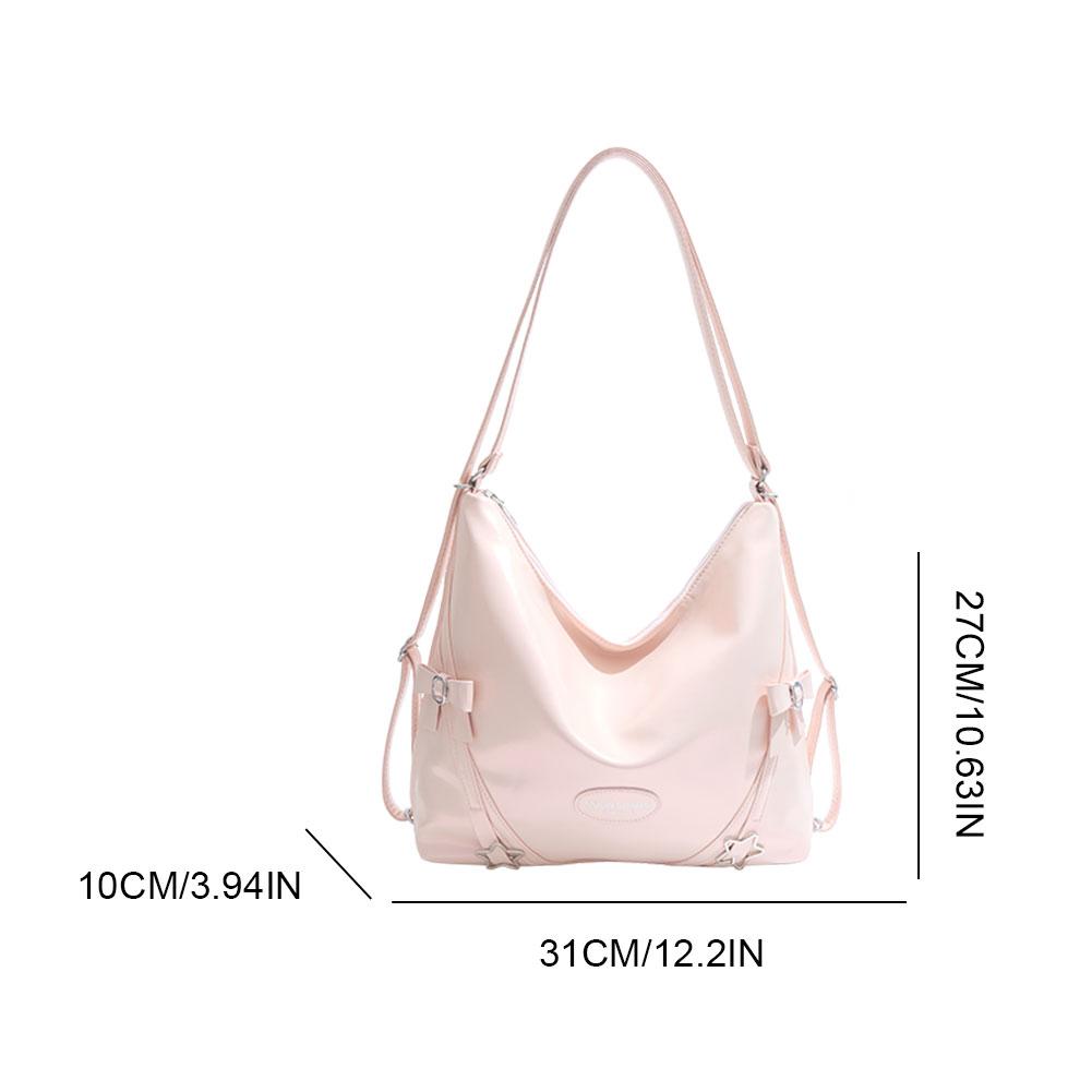 Women Y2k All-Match Shoulder Bag Large Capacity Versatile Handbag Solid Color Cute Tote Handbag Work Commute School Bag