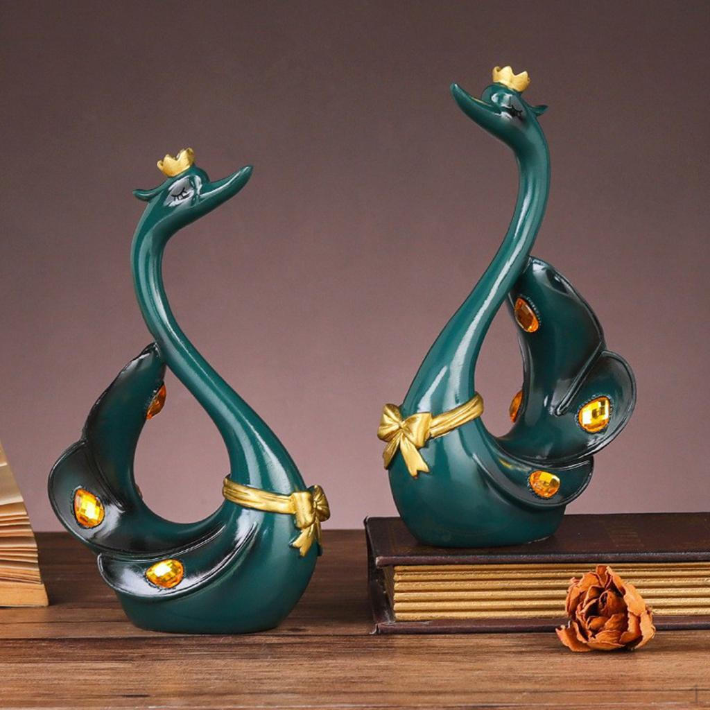 

1 Pair Couple Figurines Ornament Sculpture Home Decor Decorative with Bow Tie Resin for Gift зелёный