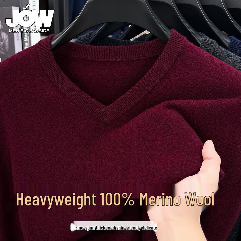 

JOW Мужской пуловер с V-образным вырезом из 100% шерсти мериноса L