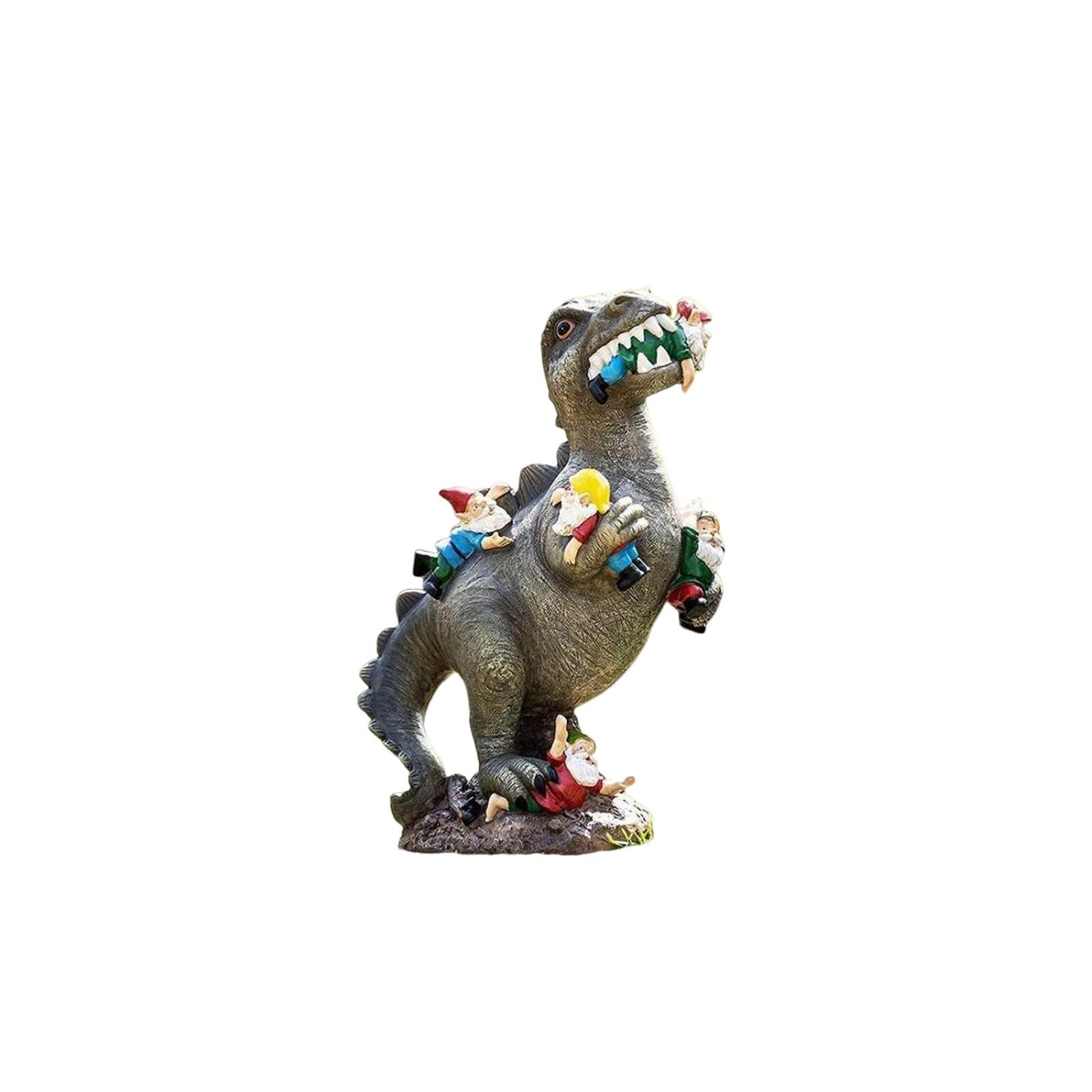 

Simulation Dinosaur Eating Dwarf Old Man Resin Ornaments Desktop Outdoor Garden Decoration Crafts Statue