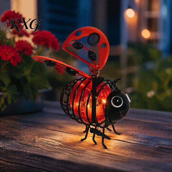 Helle Outdoor Bienenwegleuchten Solarbetrieben Hängeleuchten, Metall Federnde Federschmuckstücke, Wasserdichte Deko IP65 Lichterkette für Hinterhof Terrasse Verspielt