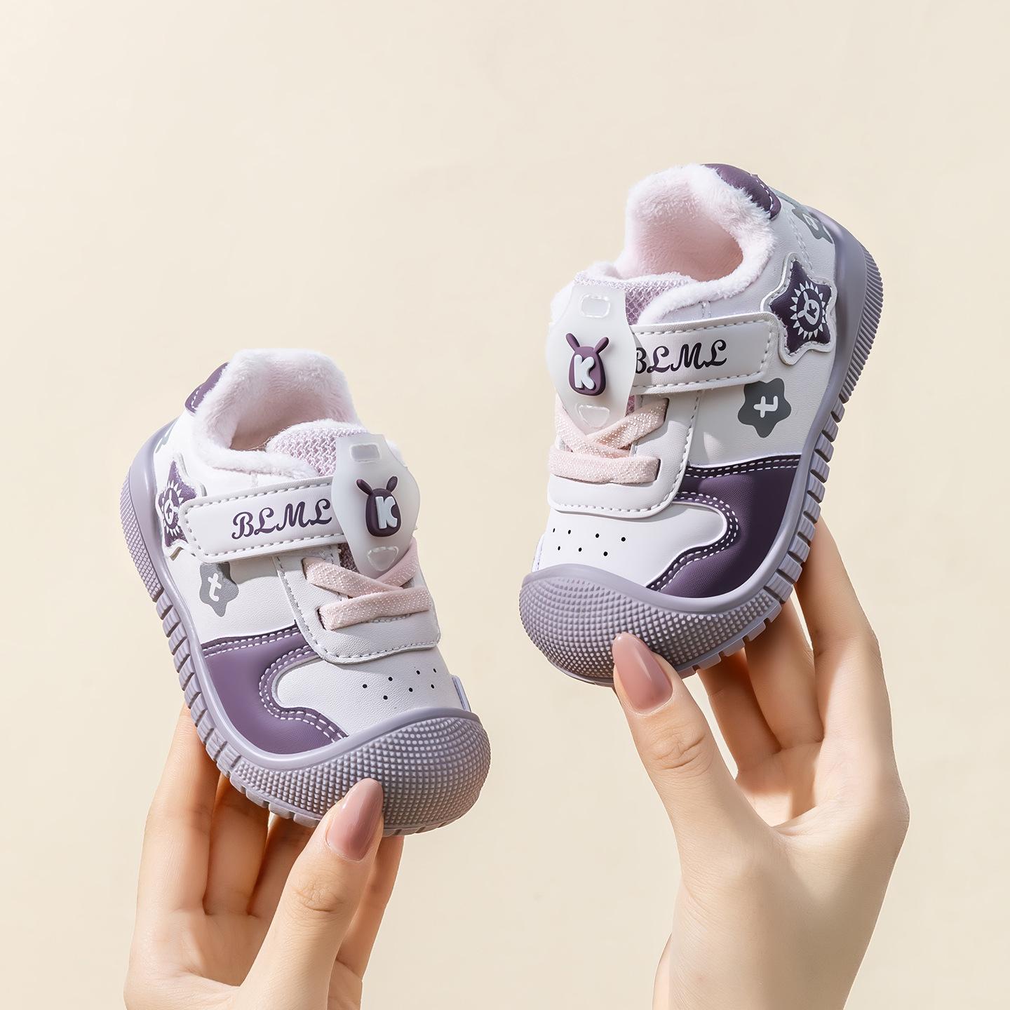 

Детская и малышовая зимняя плюшевая обувь: Нескользящий, Уютный Хлопок для Мальчиков и Девочек 18 (13.3cm insole, fits foot 12.3cm) розовый/фиолетовый