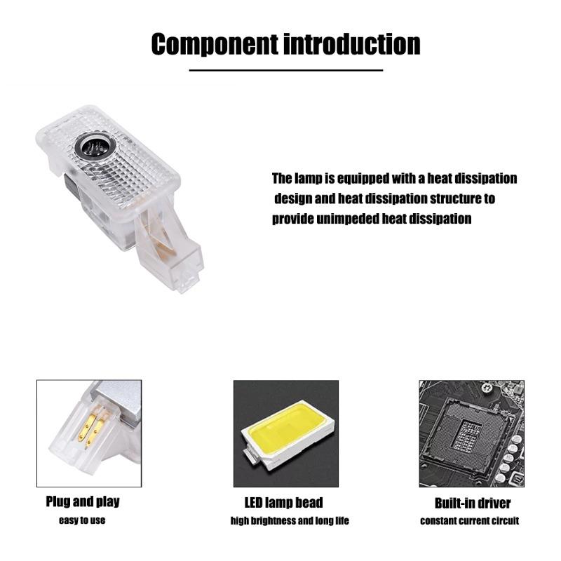2PCS LED Car Logo Projector Lamp Door Shadow Light Decoration For Honda Civic Hybrid 2006-2025 Door Courtesy Lamps