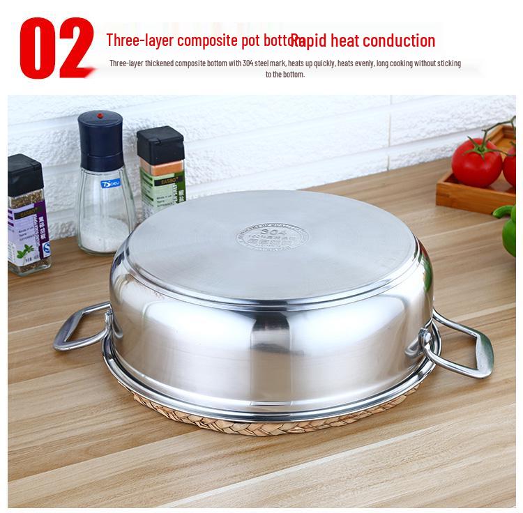 304 Stainless Steel Non-stick Stew Pot with Thickened Composite Bottom for Gas & Induction