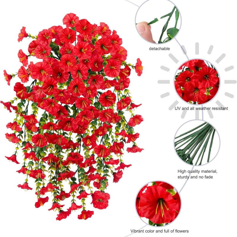 Artificial Morning Glory Silk Flower Vine Hanging Garland Fake Flower String For Home Wedding Outdoor Wall Garden Decor