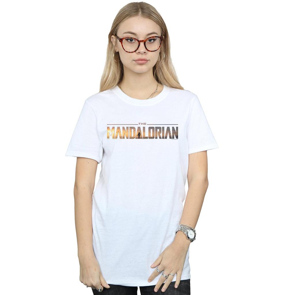 STAR WARS Womens/Ladies The Mandalorian Series Logo Cotton Boyfriend T-Shirt