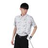 Shirt with WH00 [Munsingwear] Short-sleeved Collar, All-over Print, Stretch, Sweat-wicking, Quick-drying, Sunscreen, Golf, MG5SHS84M, Men's, (white)