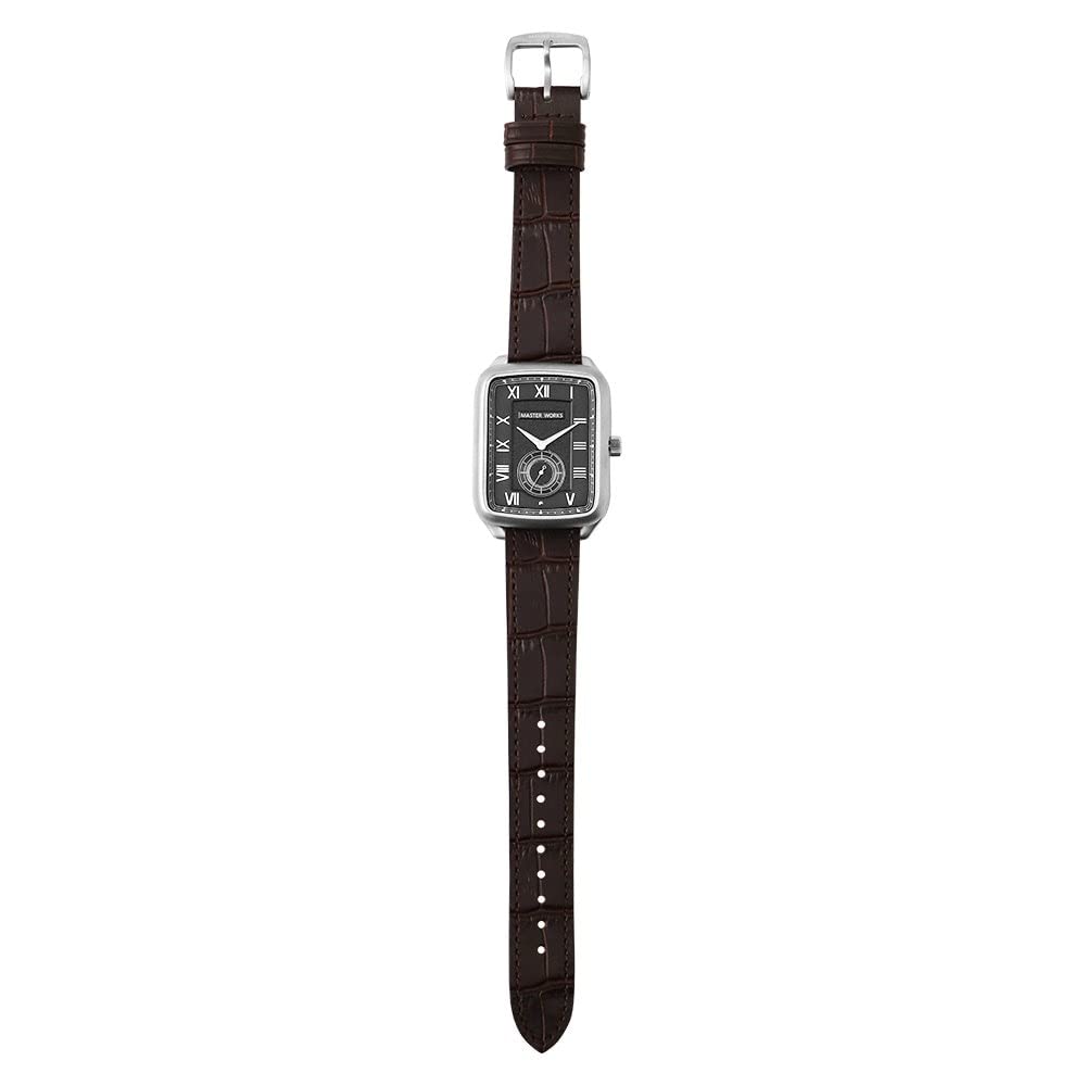 MASTER WORKS Quadrangle Made in Quartz Leather Square Black MW10SB-GCBRO8 Men's Watch, Japan, Movement, 33mm, Strap, Shape,