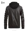 Men's Plus Size PU Leather Motorcycle Jacket with Detachable Hood and Fleece Lining - European & American Trend