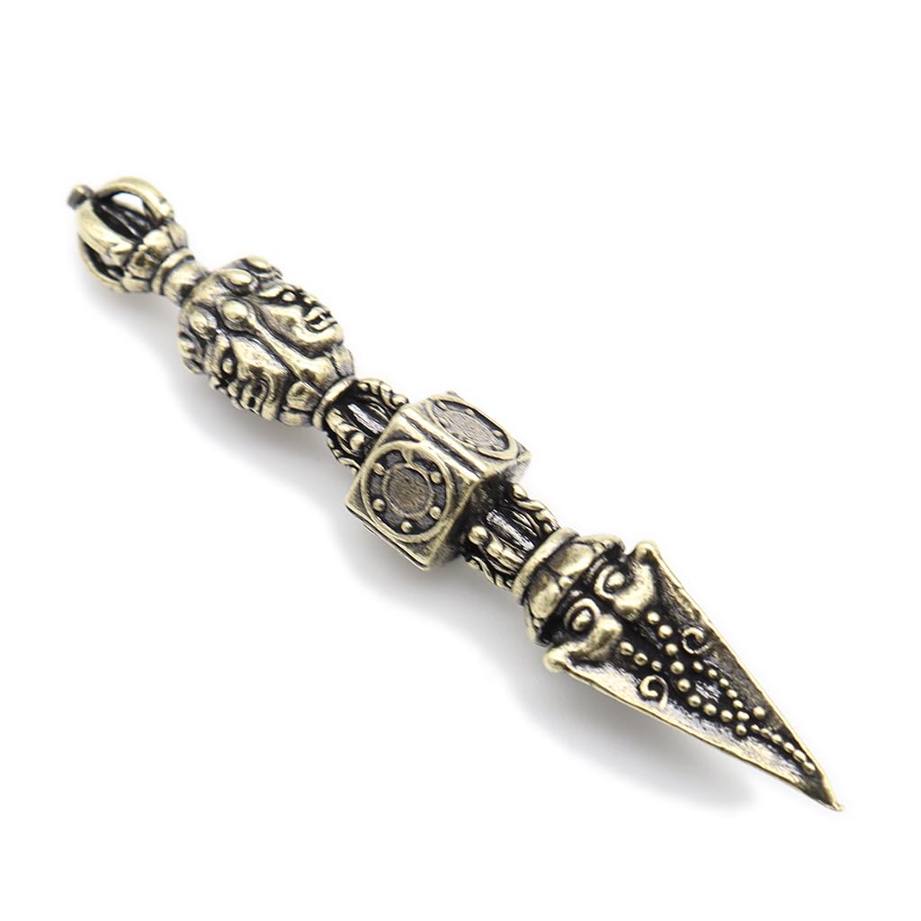 Kuritas besondere Buddha-Statue [Honbutsu] Kupfer Buddha-Altar-Utensil, Mini-Dokko-Vajra, 6,5 cm, dreigesichtige zornige Gottheit, esoterischer Buddhist