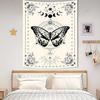 Avinyl Black and White Butterfly Tapestry for Bedroom Vintage Flower Large Moon Tapestries Wall Hanging Cute Tarot Poster for