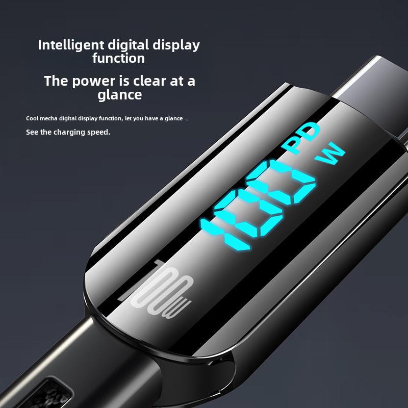 100W Digital Display Data Cable, Dual Type-C To USB, Compatible with Apple 27W Fast Charging, Mobile Phone Accessory