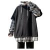 Men's Oversized Trendy Street Style Hoodie – Fake Two-Piece Design, Punk High Street Fashion for Spring and Autumn