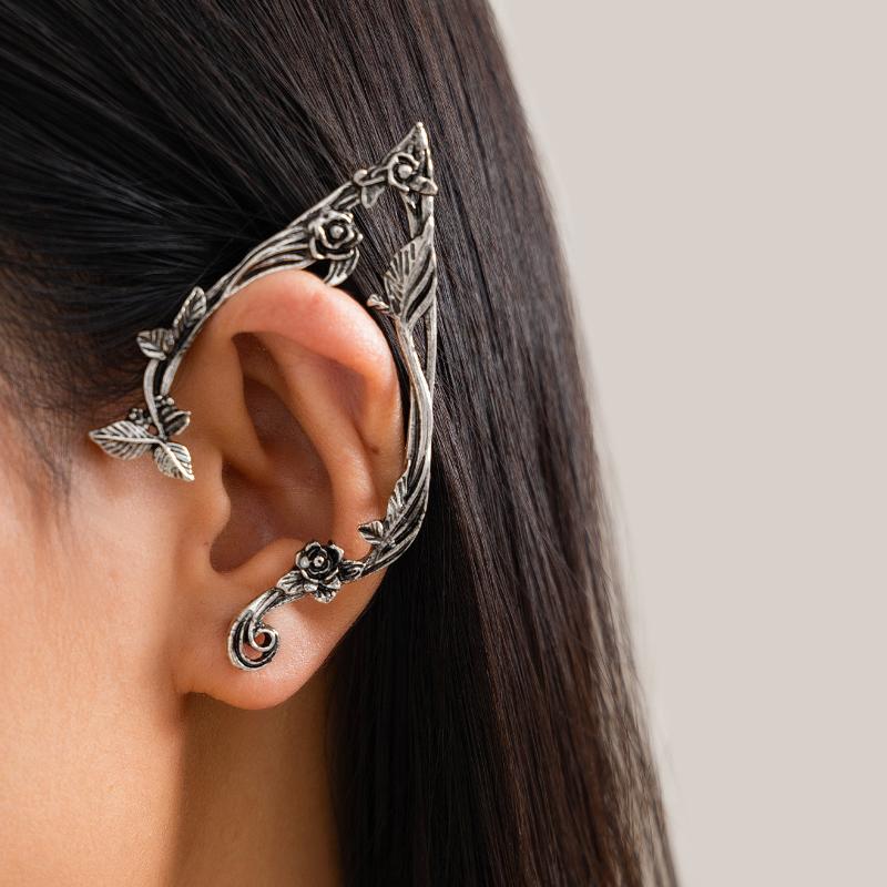 Goth Fairy Elf Ear Cuff Earrings Women Statement Vintage Piercing Clip Earring Halloween Party Jewelry Gift