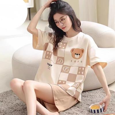 Summer Ladies Pajamas Loungewear Set Plus Size Pajamas Women's Summer Short Sleeve Shorts Teen Student Pajamas Loungewear