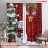 2pcs,2D Plane Printing Creative Curtains Cute Snowman Christmas Greeting (2) Polyester Fabric (without Rod) Gifts Perfect for